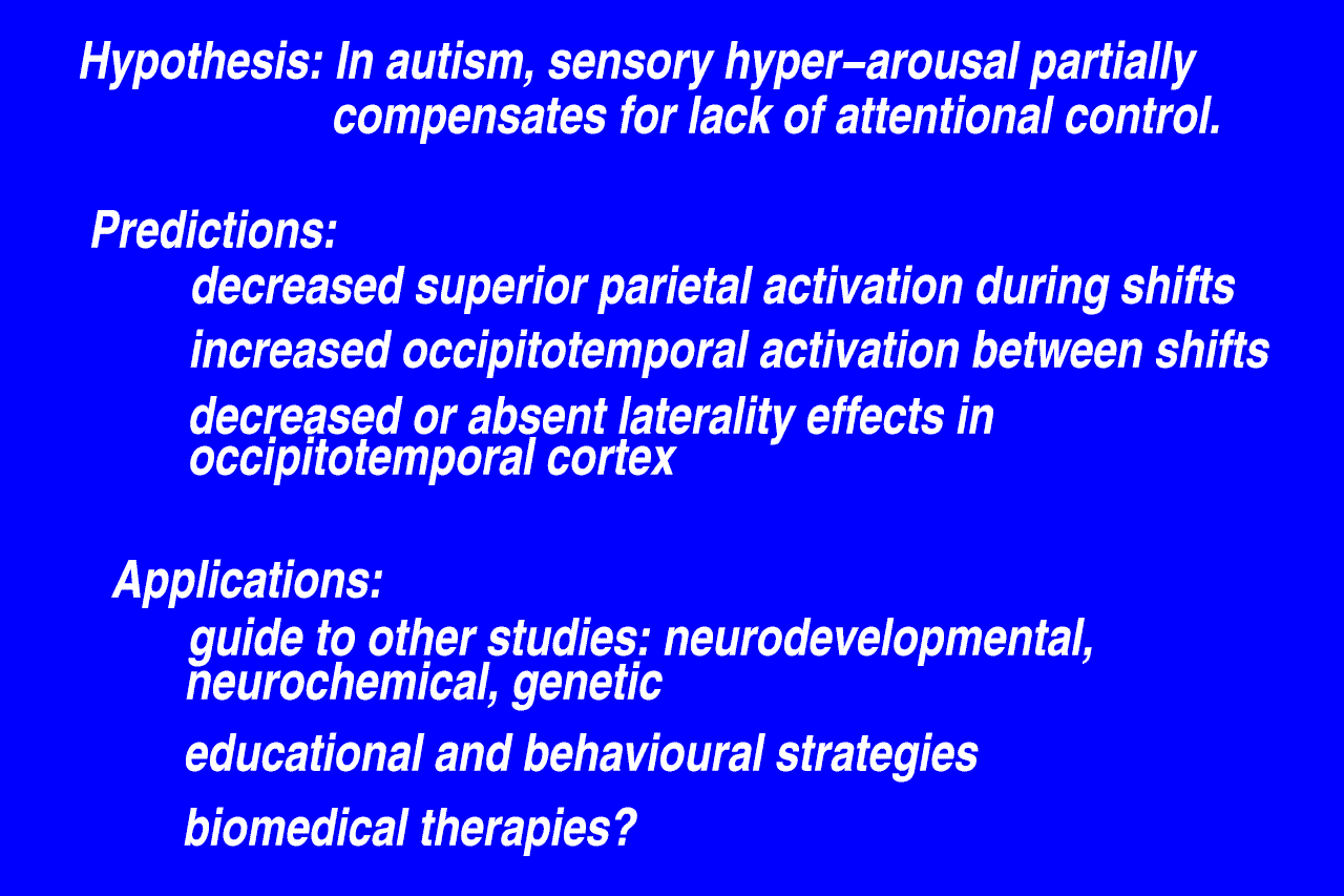 hypothesis: in autism, sensory hyper-arousal partially compensates for lack of attentional control